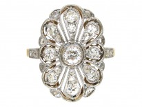 Edwardian Openwork Diamond Oval Cluster Ring