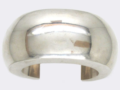 Wide Silver Plain Bangle