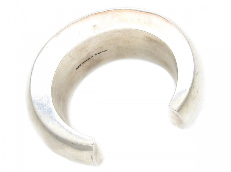 Wide Silver Plain Bangle