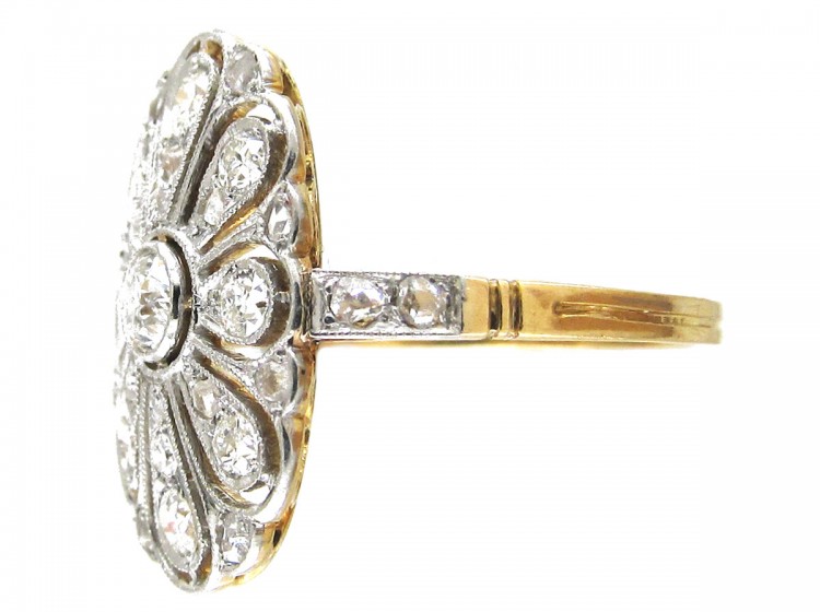 Edwardian Openwork Diamond Oval Cluster Ring