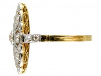 Edwardian Openwork Diamond Oval Cluster Ring