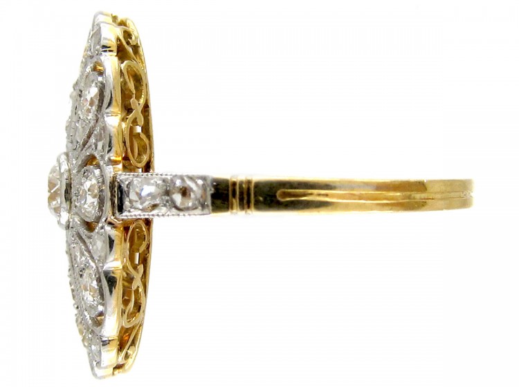 Edwardian Openwork Diamond Oval Cluster Ring