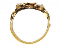 Hardstone Flower & Natural Pearl Late Georgian Ring
