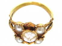 Hardstone Flower & Natural Pearl Late Georgian Ring