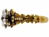 Georgian Pearl & Diamond Cluster Opening Ring