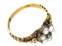 Georgian Pearl & Diamond Cluster Opening Ring