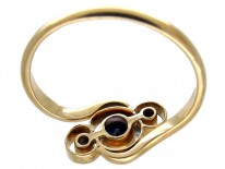 Art Nouveau Sapphire & Diamond Crossover Ring