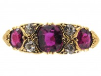 Victorian Ruby & Diamond Three Stone Ring