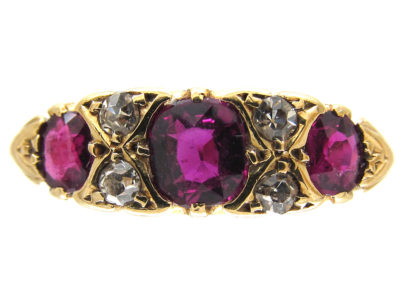 Victorian Ruby & Diamond Three Stone Ring