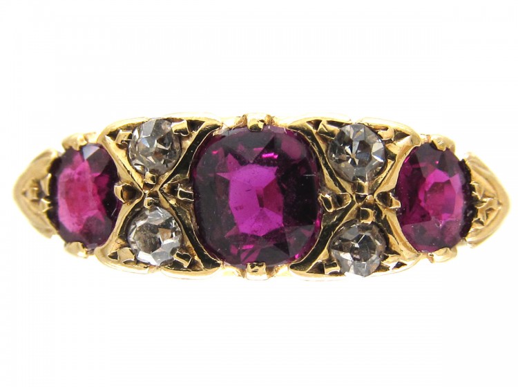 Victorian Ruby & Diamond Three Stone Ring