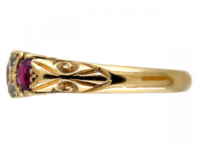 Victorian Ruby & Diamond Three Stone Ring
