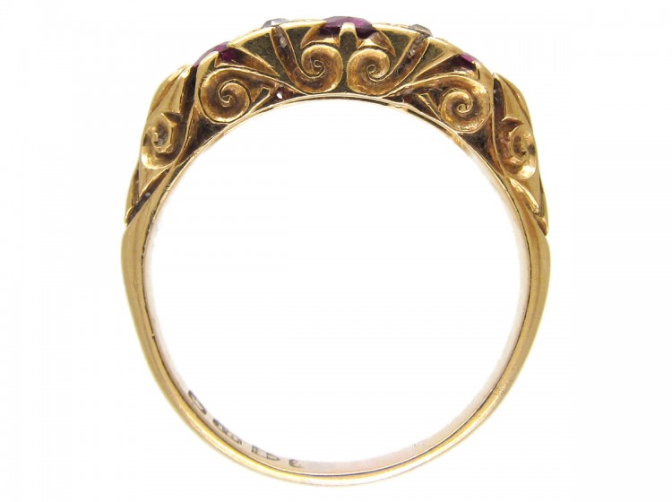 Victorian Ruby & Diamond Three Stone Ring