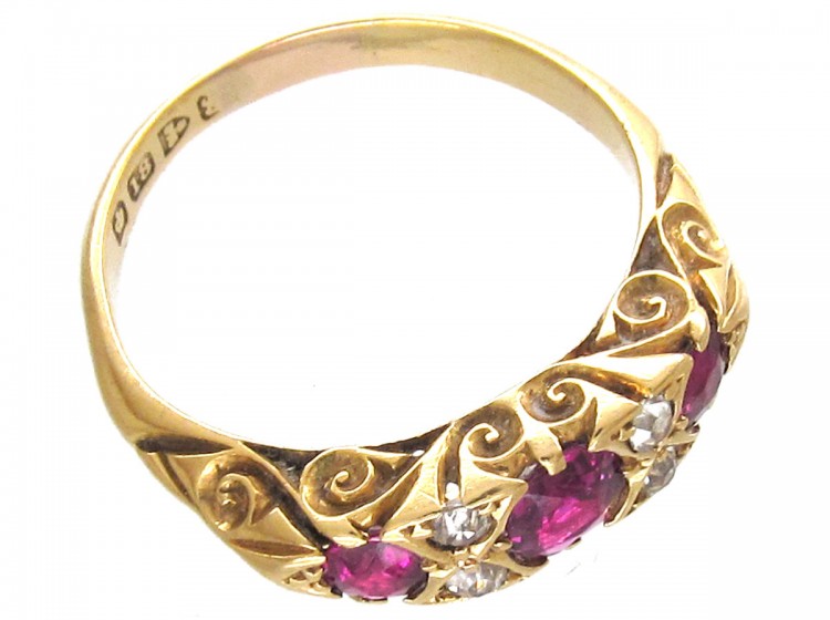 Victorian Ruby & Diamond Three Stone Ring