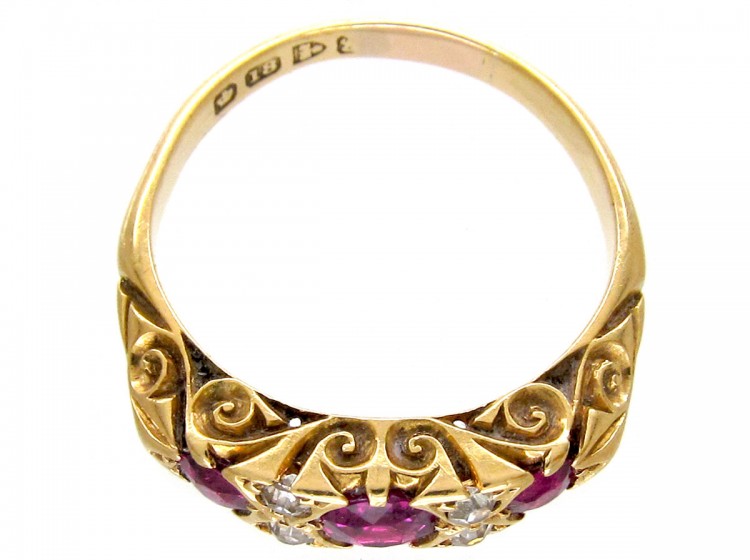 Victorian Ruby & Diamond Three Stone Ring