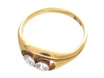 Art Nouveau Two Stone Diamond Twist Ring