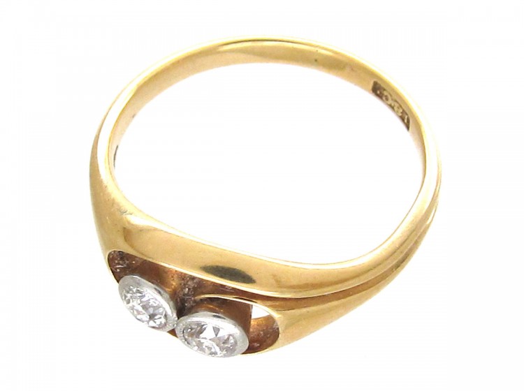 Art Nouveau Two Stone Diamond Twist Ring