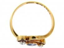 Art Nouveau Sapphire & Diamond Crossover Ring