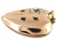 Garnet & Pearl Flower Heart Locket