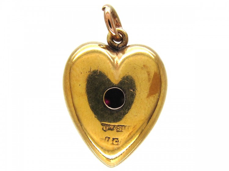 15ct Gold Gem Set Heart Pendant