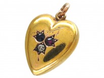 15ct Gold Gem Set Heart Pendant