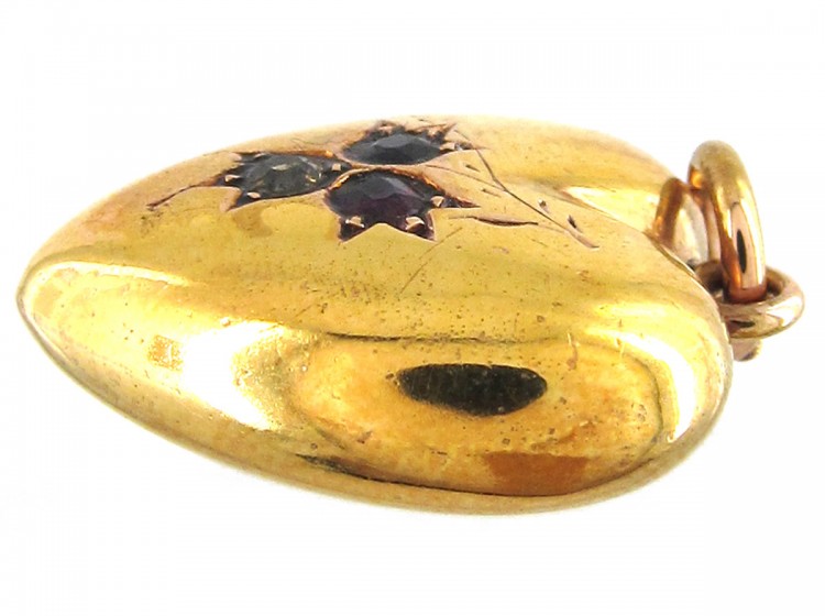 15ct Gold Gem Set Heart Pendant