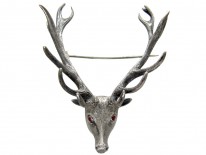 Silver Victorian Stag's Head Brooch