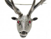 Silver Victorian Stag's Head Brooch