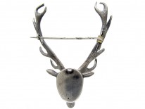 Silver Victorian Stag's Head Brooch