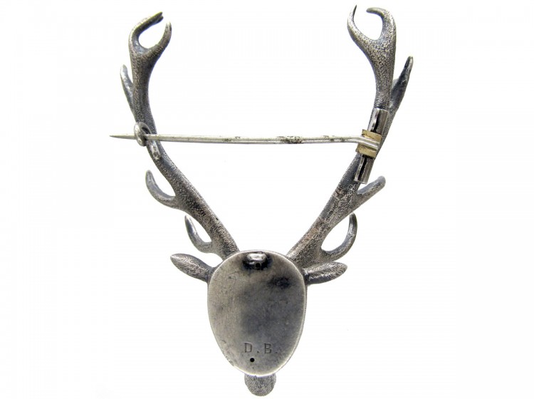 Silver Victorian Stag's Head Brooch