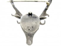 Silver Victorian Stag's Head Brooch
