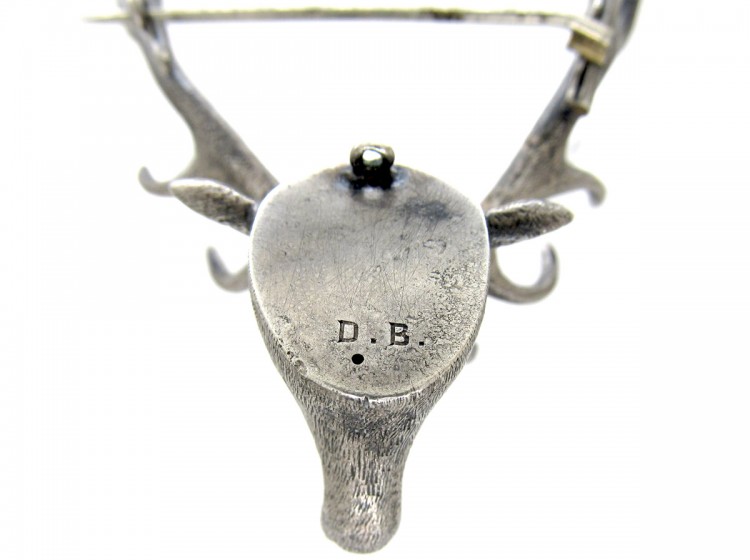 Silver Victorian Stag's Head Brooch