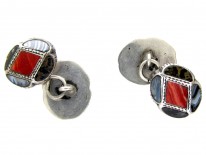Scottish Silver & Agate Victorian Cufflinks