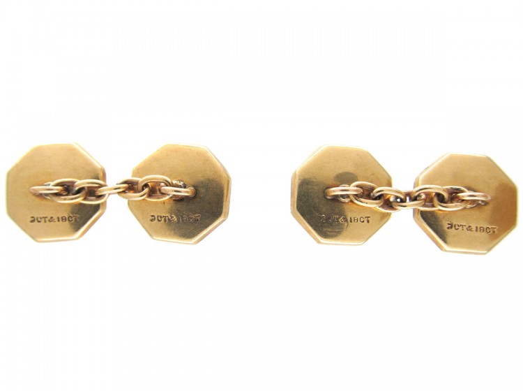 9ct & 18ct Gold, Diamond & Mother of Pearl Art Deco Cufflinks