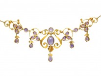 15ct Gold Amethyst & Natural Pearl Edwardian Necklace