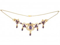 15ct Gold Amethyst & Natural Pearl Edwardian Necklace