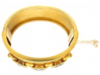 Victorian 18ct Gold Diamond & Enamel Bangle