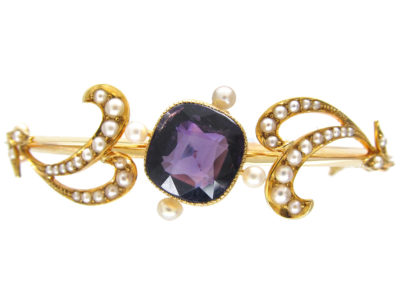 15ct Gold Amethyst & Natural Split Pearls Bangle 15ct Gold Amethyst & Natural Split Pearls Bangle