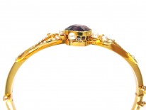 15ct Gold Amethyst & Natural Split Pearls Bangle