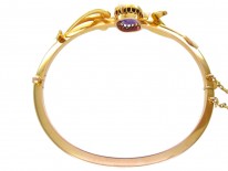 15ct Gold Amethyst & Natural Split Pearls Bangle