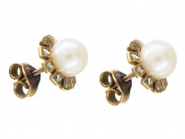Pearl & Diamond Cluster Earrings