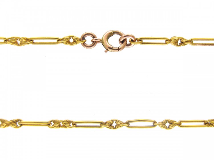 Edwardian 18ct Gold Decorated Chain