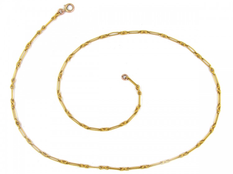 Edwardian 18ct Gold Decorated Chain