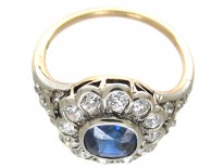 Edwardian Sapphire & Diamond Cluster Ring