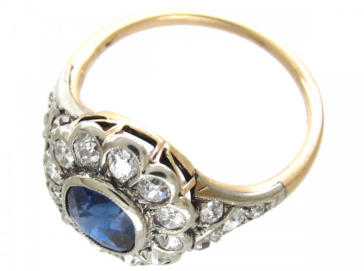 Edwardian Sapphire & Diamond Cluster Ring