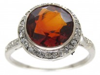 Hessanite & Diamond Edwardian Cluster Ring