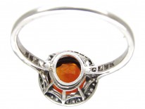 Hessanite & Diamond Edwardian Cluster Ring
