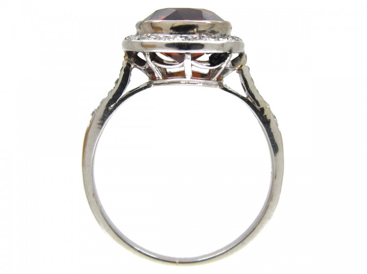 Hessanite & Diamond Edwardian Cluster Ring