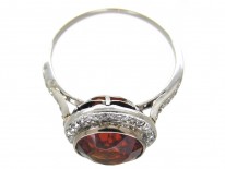Hessanite & Diamond Edwardian Cluster Ring