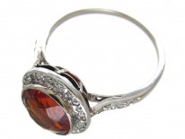 Hessanite & Diamond Edwardian Cluster Ring
