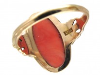 Art Nouveau Gold & Carved Coral Egyptian Revival Ring